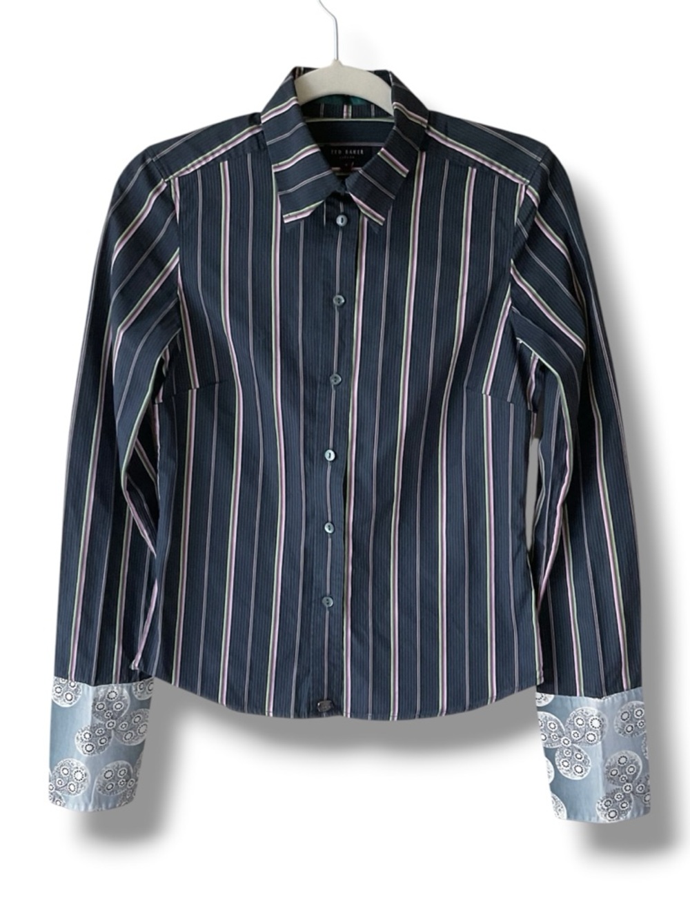 Ted Baker London SAMPLE Button Down Striped Shirt Ted Size 2/US Size 6